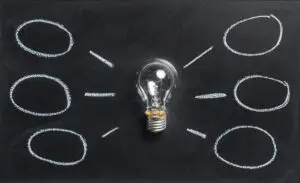 light bulb and idea bubbles