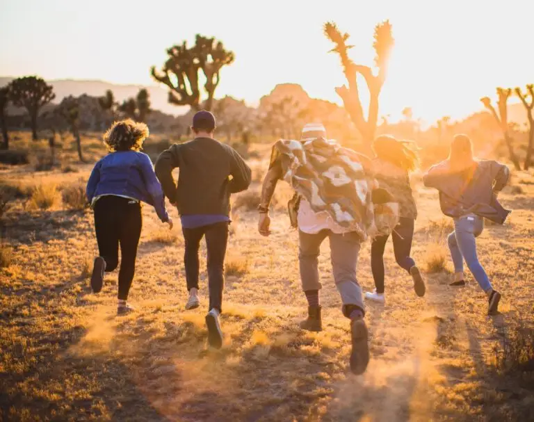 students in desert