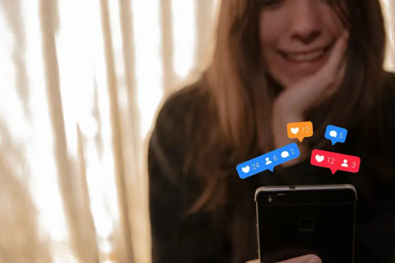 Shot of a happy girl having fun on social media